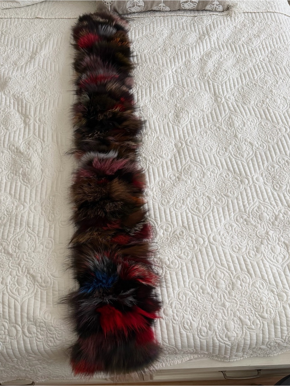 Alberto Makali Real Fox Fur Patchwork Scarf Stole Long Wrap OS